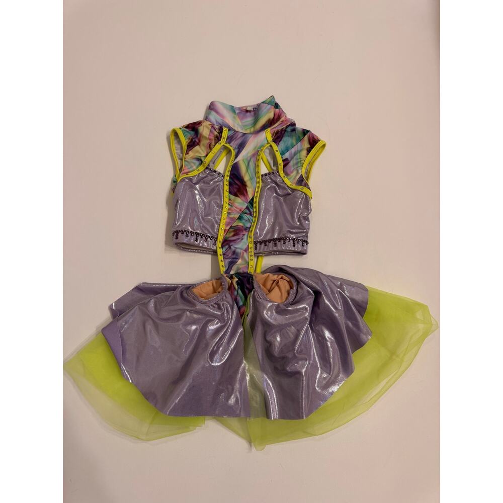 Tenth House Dance Costumes Size PA Purple/Silver/Green w/Stones Added